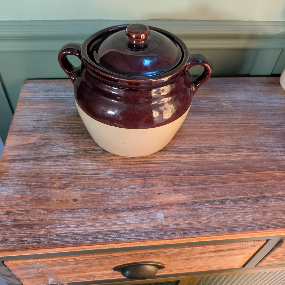 Two-Tone Ceramic Lidded Pot Monmouth Pottery